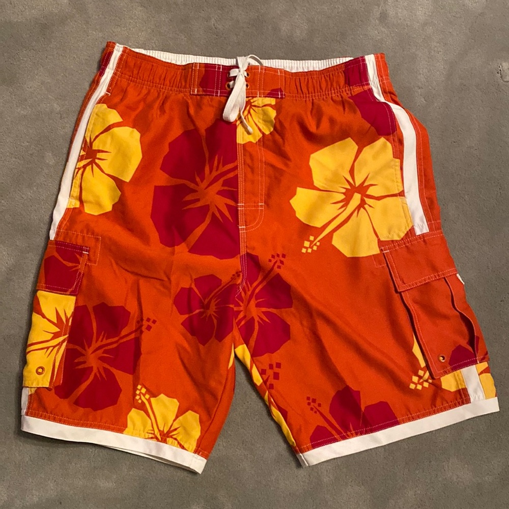 Urban Pipeline Mens Swim Trunks | Color: Orange, Yellow, & Red | Size: Medium